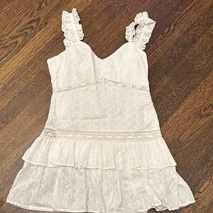 PQ White Eyelet Ruffle Mini Dress